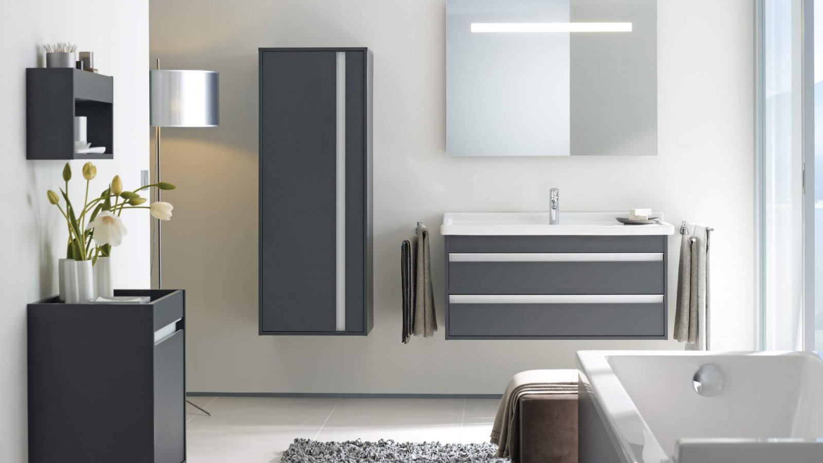 graue moderne Badausstattung Baltes Bäder Wärme Service GmbH Trier Luxemburg